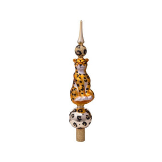 Tree Topper Glass Leopard Gold H31cm with Box