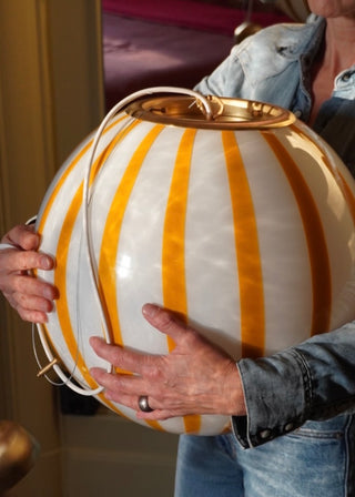 Murano Klotlampa 40cm Senapsgul Stripe
