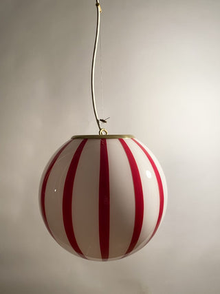 Murano Klotlampa 30cm Röd Stripe