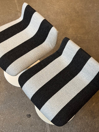 Stool 1970s Newly Reupholstered Black/White