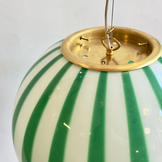 Murano Globe Lamp Large Green Stripe