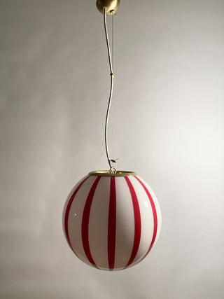 Murano Klotlampa 30cm Röd Stripe