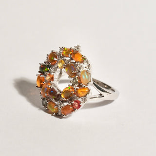 Silver Ring with Opals and Topazes