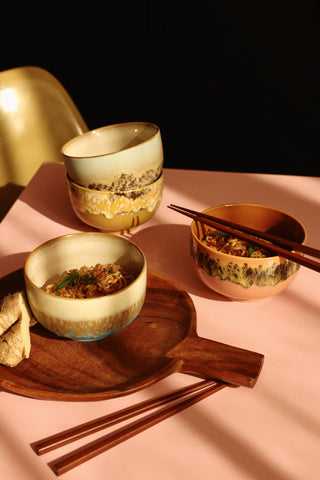 70s ceramics: noodle bowl, Azure