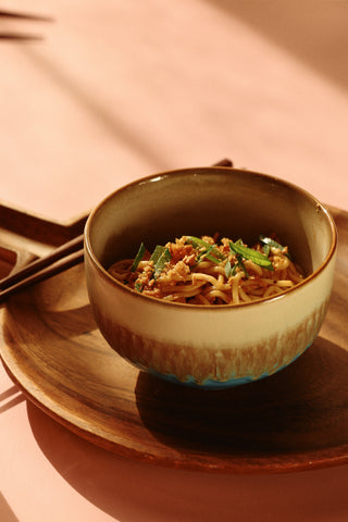 70s ceramics: noodle bowl, Azure