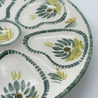 Oyster plate Quimper 60s Green