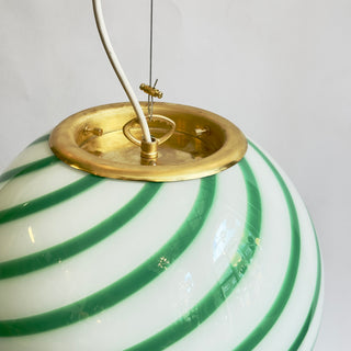 Murano Globe Lamp Medium Green Swirl