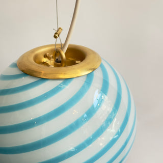 Murano Klotlampa 20cm Ljusblå Swirl