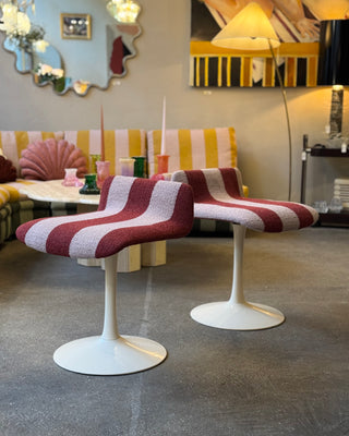 Stool 1970s Newly upholstered Red/Pink