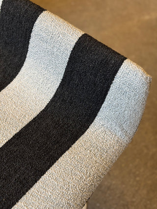 Stool 1970s Newly Reupholstered Black/White