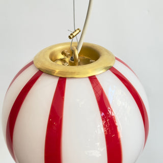 Murano Klotlampa 20cm Röd Stripe