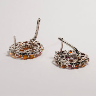 Earrings in 925 silver with Opals and Topazes