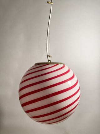 Murano Globe Lamp Medium Red Swirl
