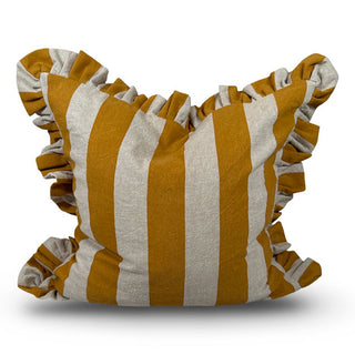 Kudde 'Flounce' Block Stripe Ockra