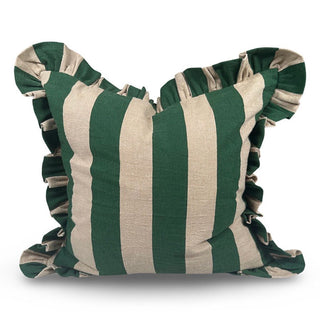 Cushion 'Flounce' Block Stripe Green