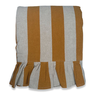 Tablecloth Flounce Ochre Block Stripe