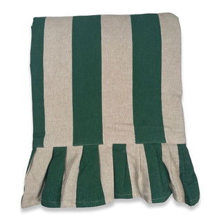 Tablecloth Flounce Green Block Stripe