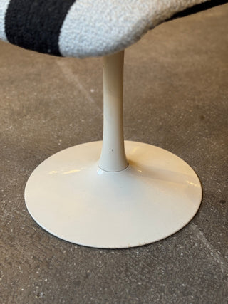 Stool 1970s Newly Reupholstered Black/White