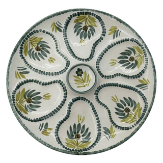 Oyster plate Quimper 60s Green
