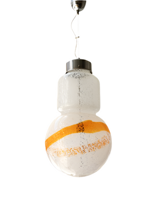 Vintage Murano Pendellampa Vit/Orange