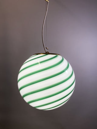 Murano Globe Lamp Medium Green Swirl