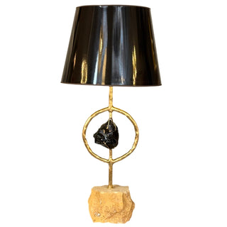 Table Lamp Travertine &amp; Glass