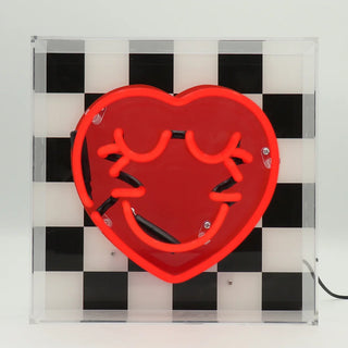 Neonlampa Box Smiley Heart Chequered