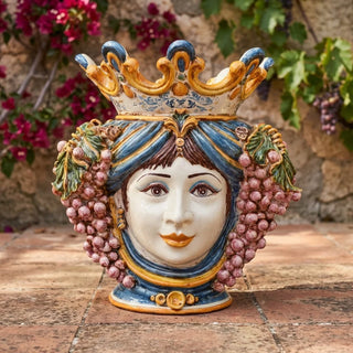 Testa Di Moro Vase 40cm Man Grapes Blue/Orange