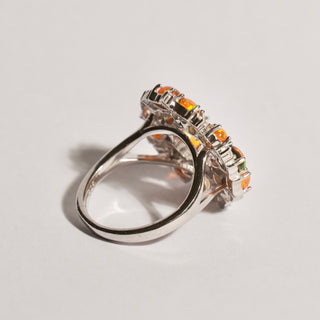 Silver Ring with Opals and Topazes