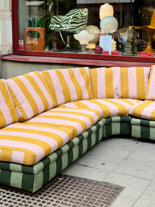 Modular sofa Playboy DUX 1970s Reupholstered in Muru Stripe
