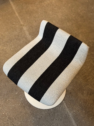 Stool 1970s Newly Reupholstered Black/White