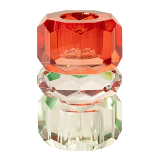 Crystal Candle Holder, Red/Clear/Mint 7.5x4.5cm