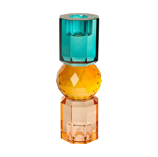 Candlestick Crystal Peach/amber/petrol 16.5cm