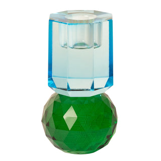 Crystal Candlestick, Dark Green/Cobalt 10.6x6cm