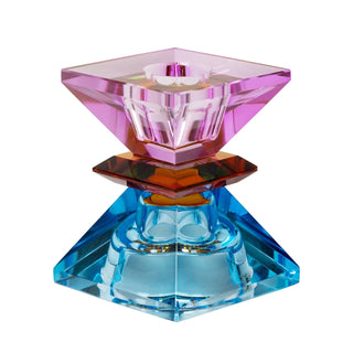 Crystal Candlestick, Violet/Cobalt Blue/Amber 7.5x4.5cm