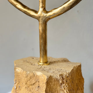 Table Lamp Travertine &amp; Glass