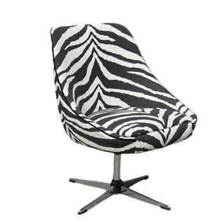 Vintage swivel armchair upholstered in black zebra