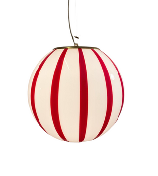 Murano Klotlampa 30cm Röd Stripe