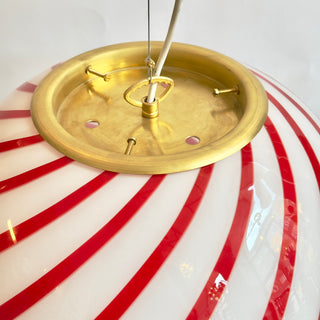 Murano Klotlampa 40cm Röd Swirl