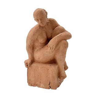 Skulptur Sittande Kvinna Lera