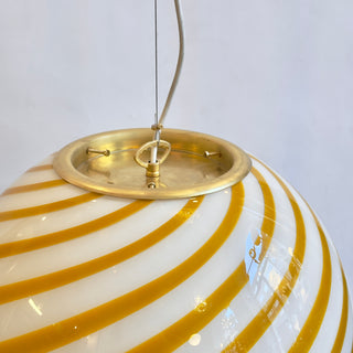 Murano Klotlampa 40cm Senapsgul Swirl