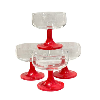 Champagne glasses/Dessert bowl Red foot (Set of 4)