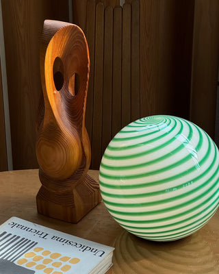 Murano Globe Lamp Medium Green Swirl