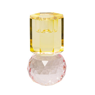 Crystal Candle Holder Light Yellow/Pink 10.5x6cm