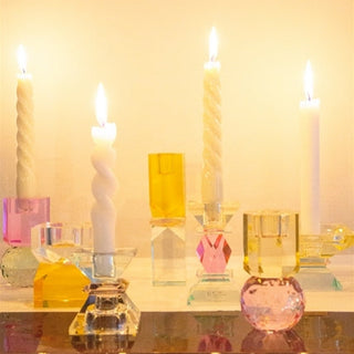 Crystal Candle Holder Light Yellow/Pink 10.5x6cm