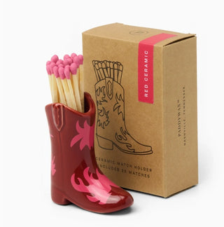 Tändstickshållare Cowboy Boot Röd & Rosa