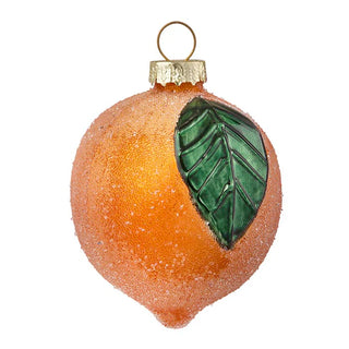 Christmas Bauble Orange w/Leaf