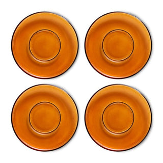 70s glassware: saucers amber brown (set of 4)