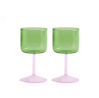 Tint Vinglas Set om 2 Green & Pink