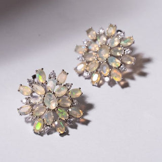 Silver earrings with Opals